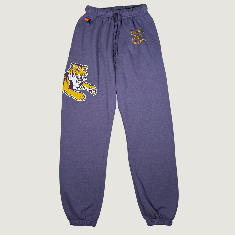 Aviator Nation LSU Louisiana State University Purple Tiger Sweatpants Joggers M
